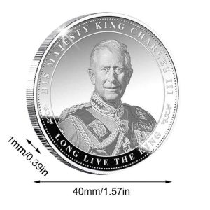 The King Of England Charles III Silver Plated Commemorative Coin Set In Holder Uk Royal Challenge Coins Keychain Souvenir Gift – Color : Silver – Ships From : China